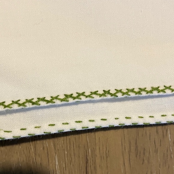 Vintage Rectangular White Cotton Tablecloth with Colorful Appliqué 83” L x 66” W - Picture 6 of 8